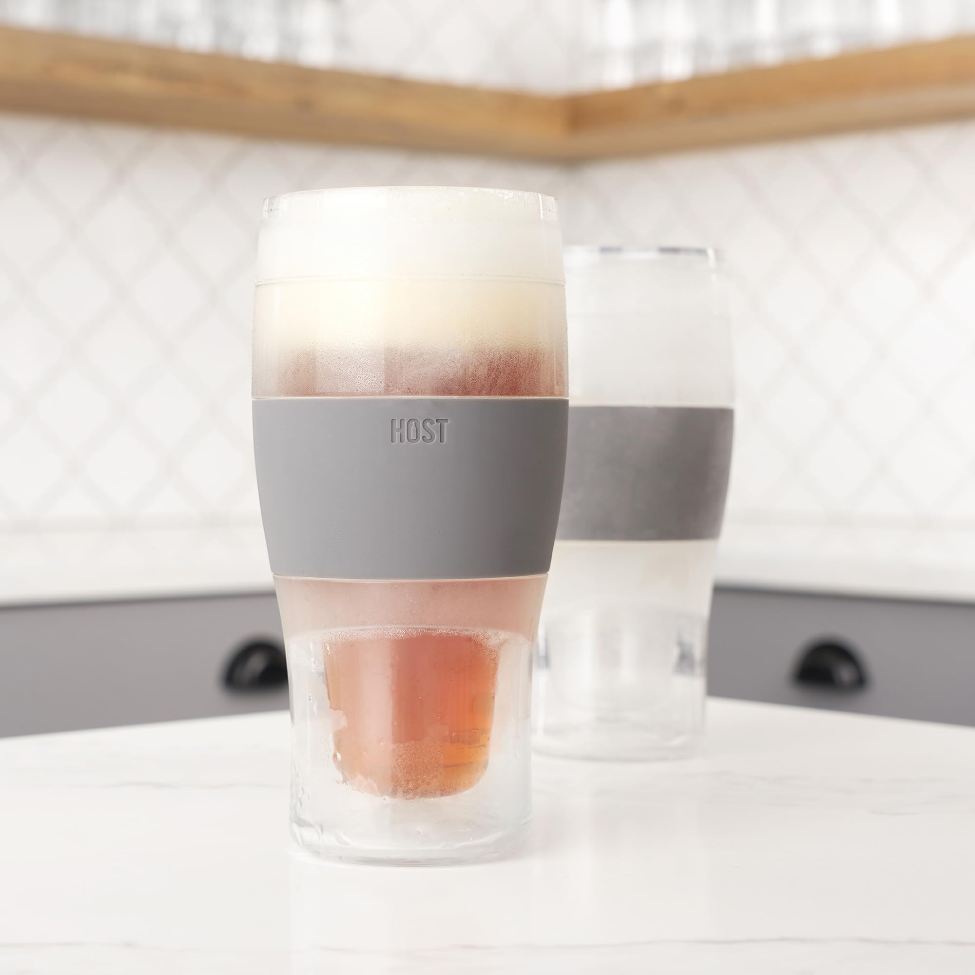 HOST 3309 - Vasos de cerveza (2 unidades, cristal, 473 mililitros), color gris
