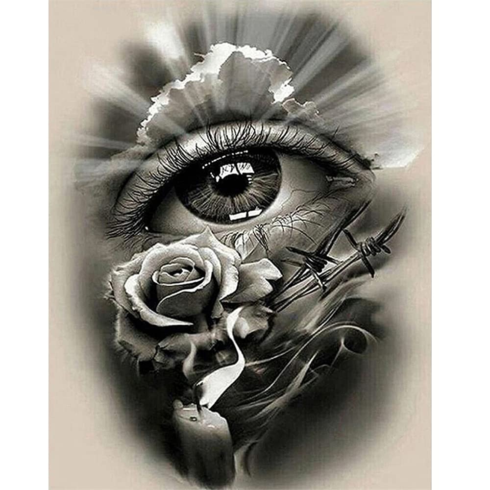 DCIDBEI Diamond Painting Adulti Quadrati 40x50 cm Diamond Painting Kit Completo Occhi Diamond Painting Occhio Rosa Candele Diamond Painting Occhio Universo Diamond Painting Bianco e Nero Adulti