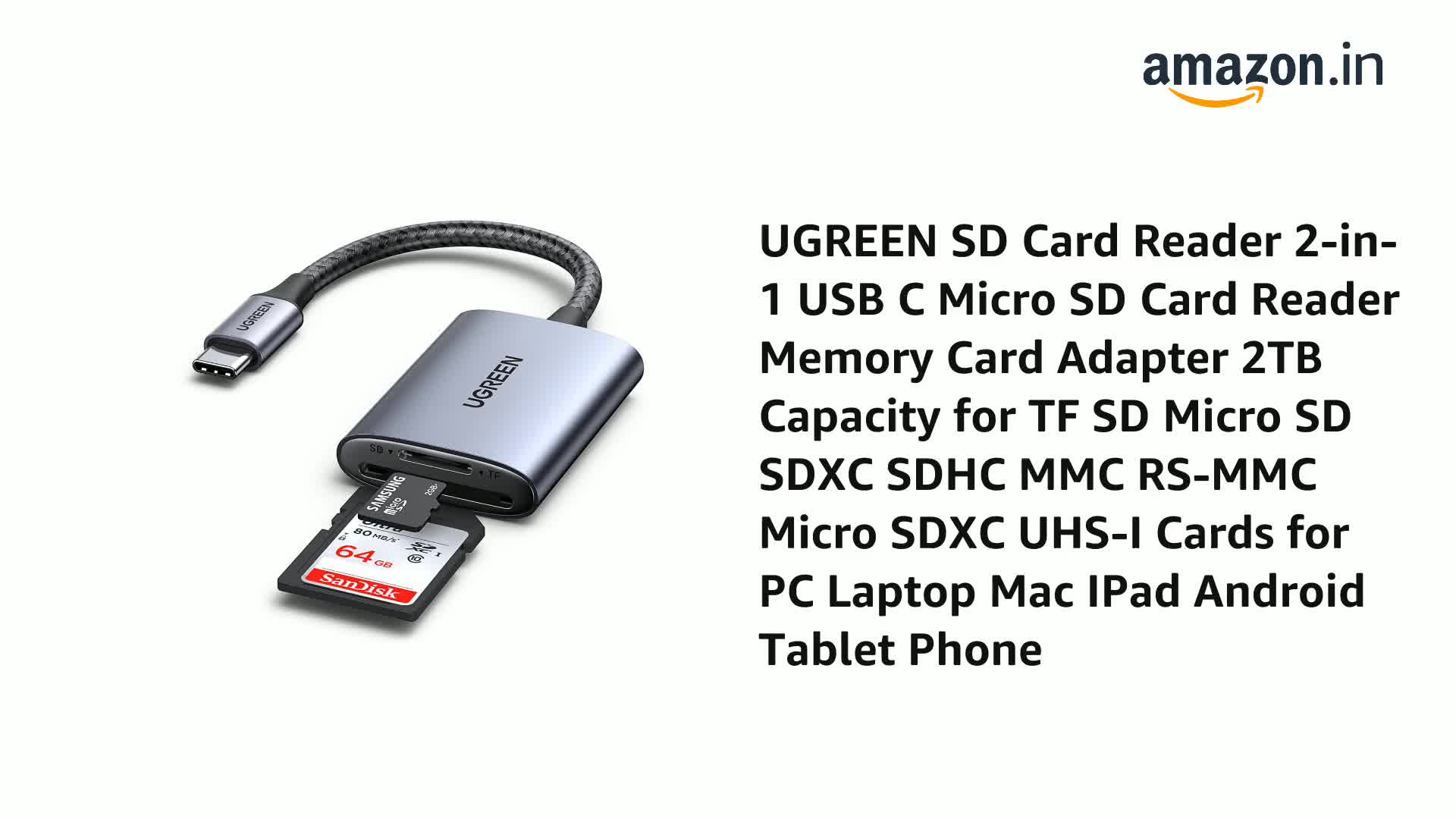 Memory Card Reader UGREEN SD Card Reader USB C, USB 3.0 Micro SD Card ...