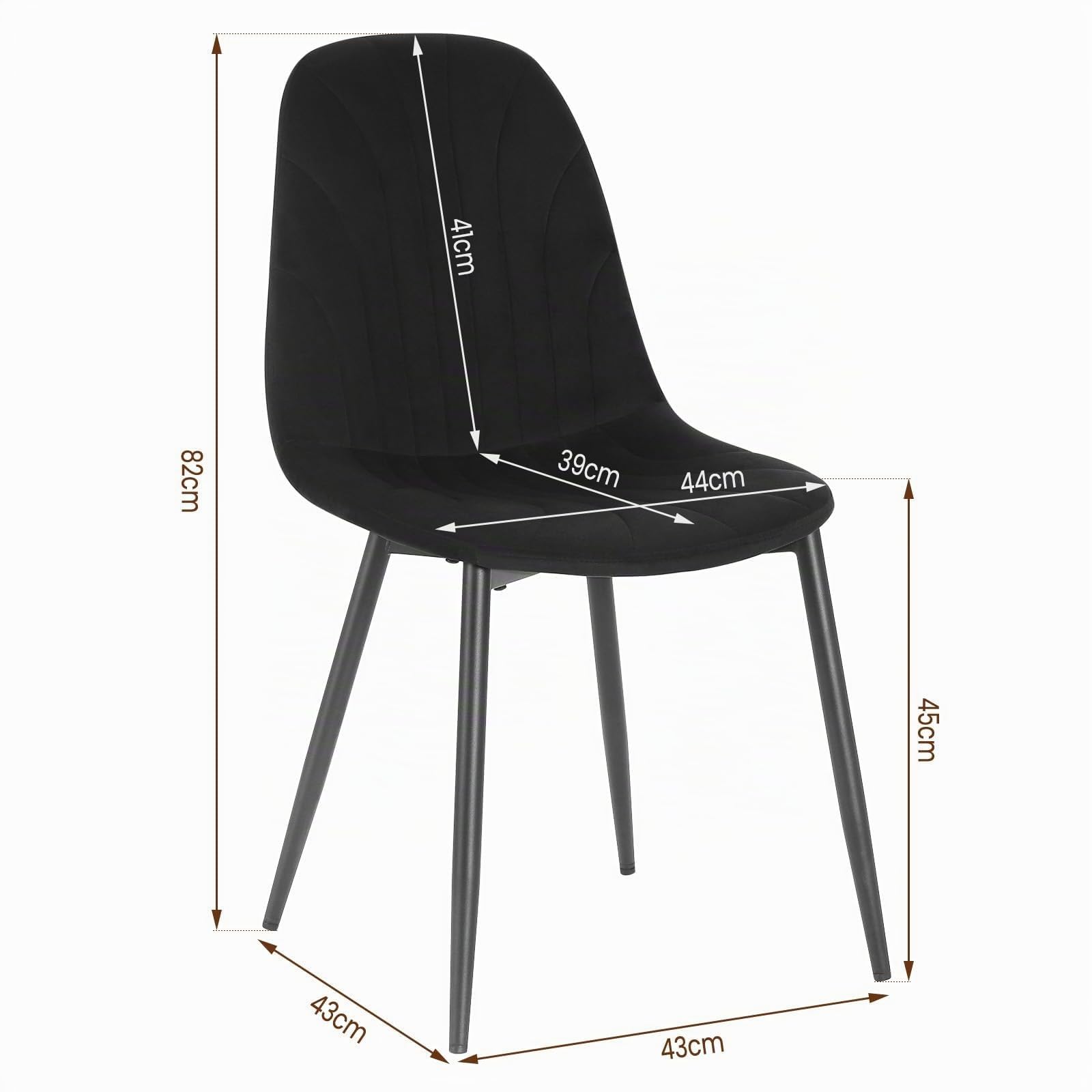 Lestarain Juego de 4 Sillas de Comedor,Terciopelo,Negro