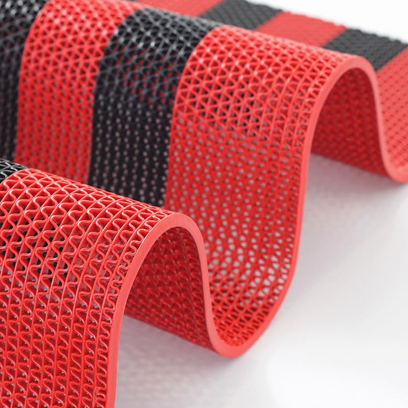 Image of ishro home Anti Skid Waterproof PVC Rubber Mat for Bathroom, Floor, Swimming Pool, Shower, Entrance & Rainy Areas | Multipurpose Dual Colour Floor Mat |Red & Black, 4x3 ft