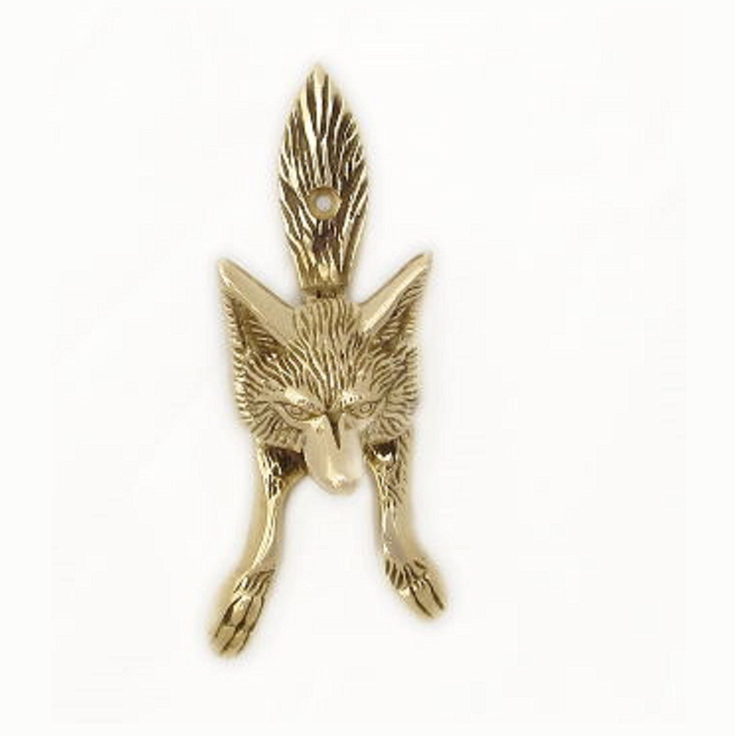 Castelion Castelion® Small Solid Brass Fox Door Knocker | High Quality Home Accessories | Decorative Home Accessory | Easy To Attach | Unique Home Decor | 15Cm X 6Cm
