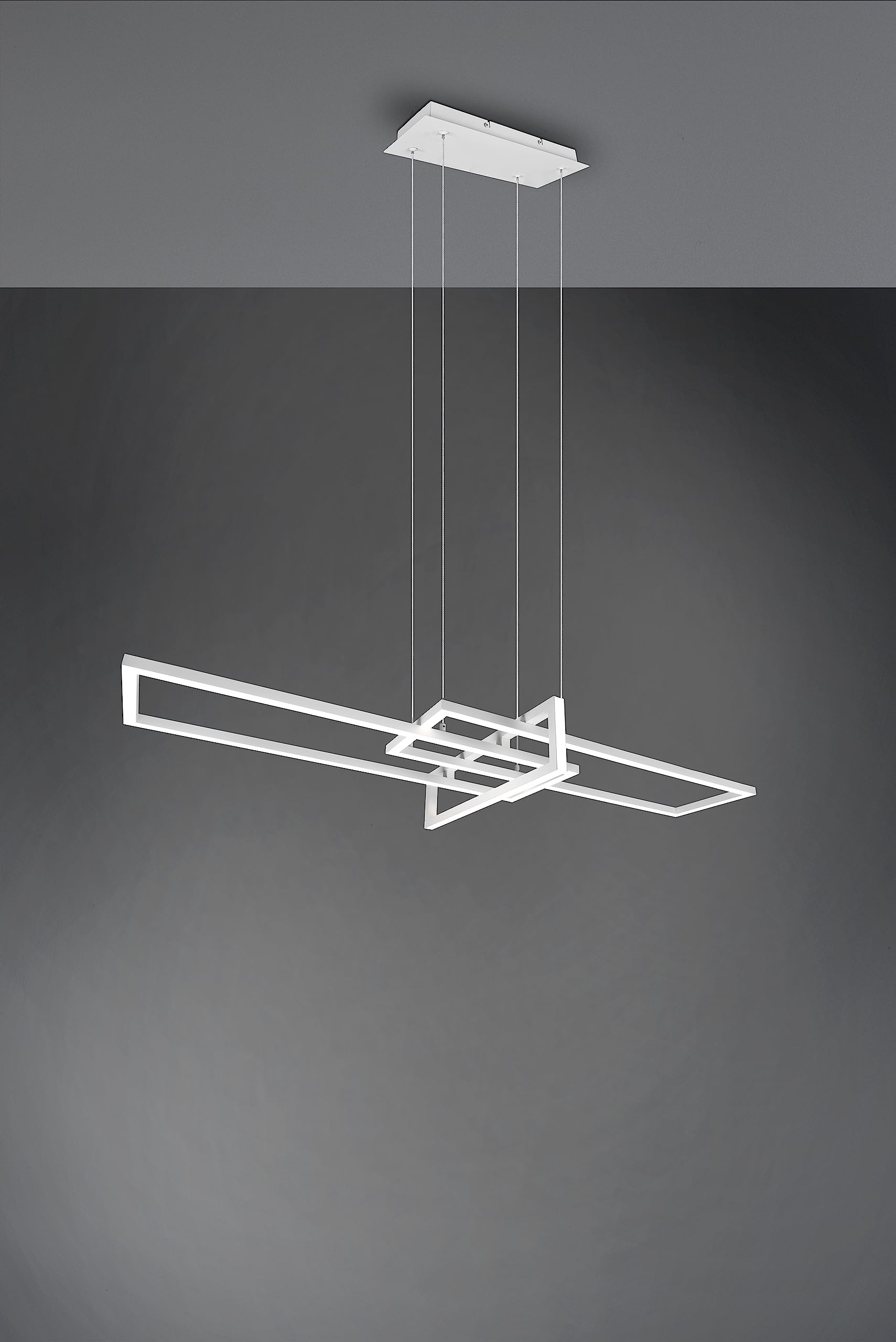 TRIO, Sospensione, Salinas incl. 1 x LED,SMD,34,0 Watt,4000K,4400 Lm. Finitura: Metallo, bianco opaco L:110,0cm, L:40,0cm, A:150,0cm Dimmerabile tramite interrutto,IP20,4000K,