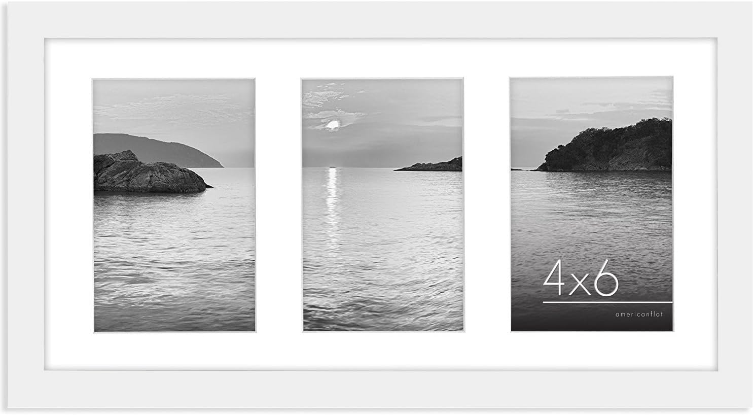 Americanflat 8x16 Collage Picture Frame with Shatter-Resistant Glass - Fits Three 4x6 Photos or One 8x16 Picture - Signature Collection - Photo Frame for Tabletop and Wall Display - White White 8x14