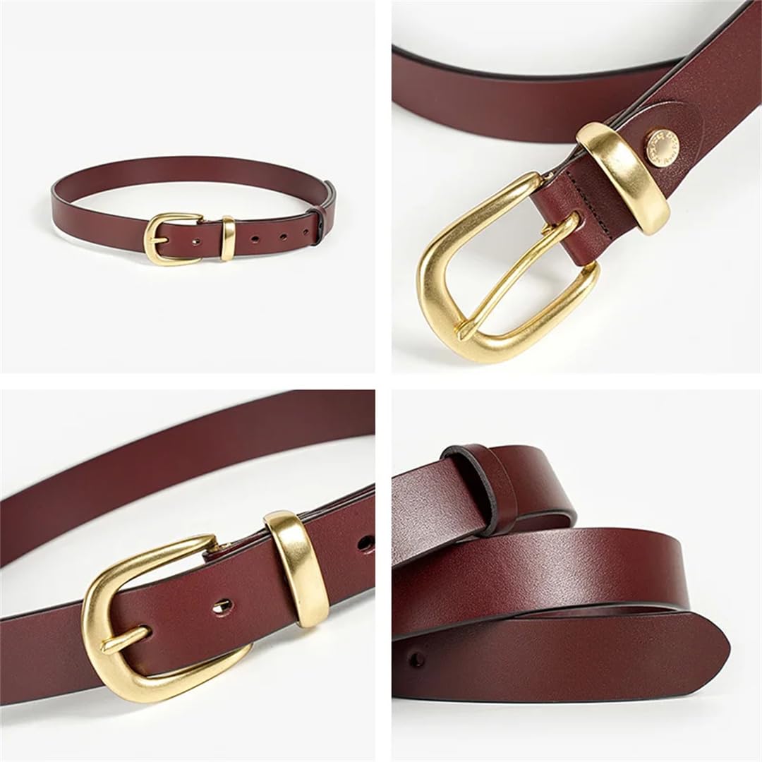 Cinturones de cuero de vaca para mujer, hebilla de color sólido, accesorios de vestir, cintura
