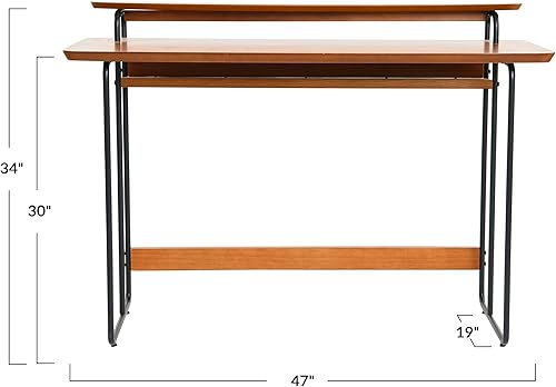 Miniatura 16 de Main + Mesa Pacifica - Escritorio moderno para computadora de mediados de siglo con chapa de madera auténtica y detalles de metal redondeados para