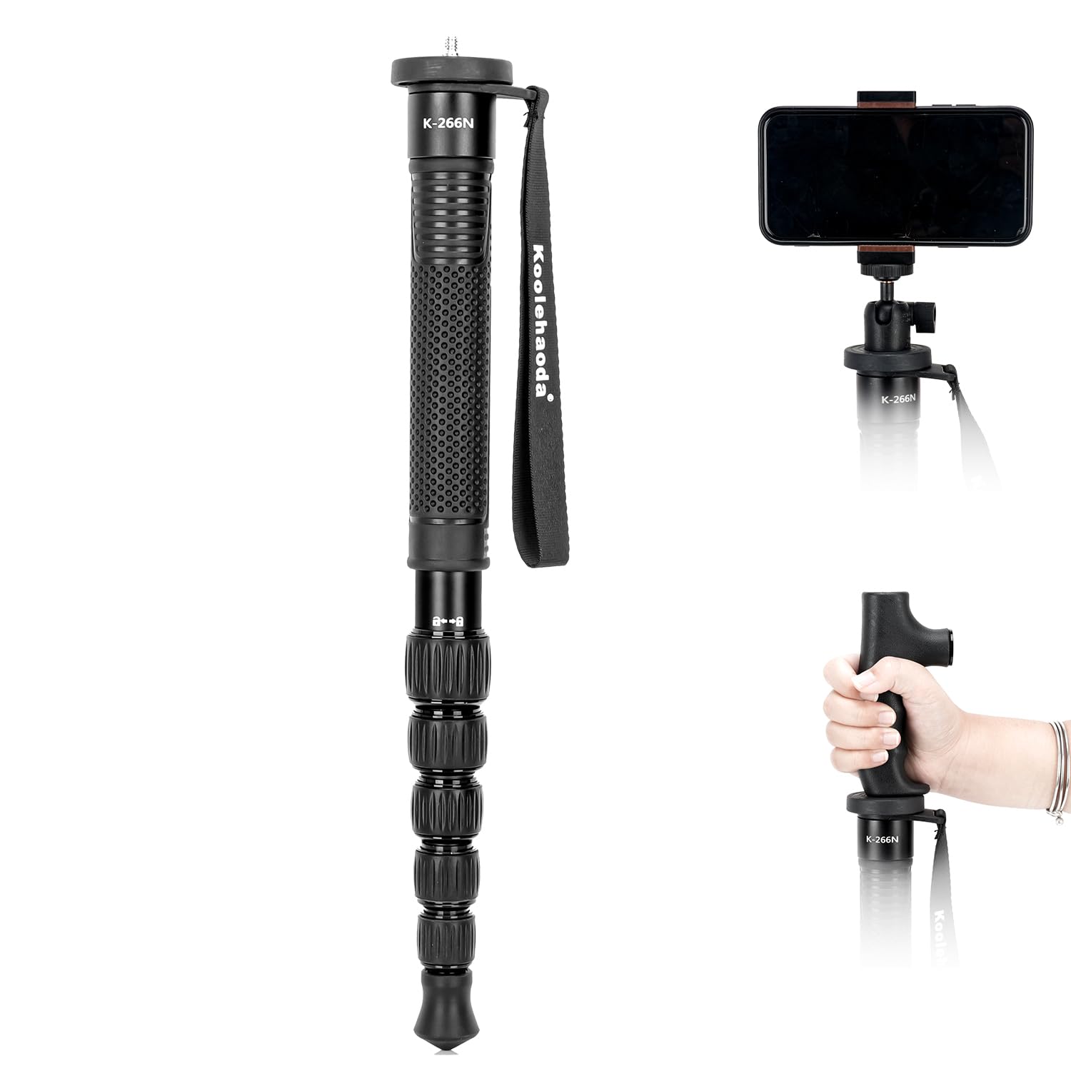 koolehaoda Monopiede per fotocamera, portatile, in alluminio, per fotografia, pieghevole, solo 43,2 cm, compatto da viaggio, per fotocamere mirrorless e DSLR, facile da trasportare, 6 sezioni fino a