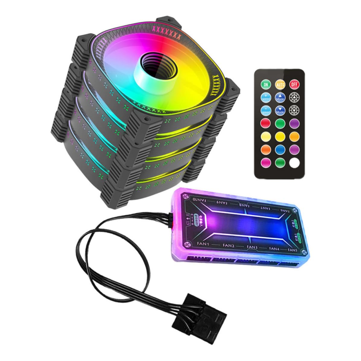 Ventiladores Silenciosos para Caja de PC con Controlador, Refrigeración y Diseño Silencioso, Ideales para Fiesta Verano en Cafés y Salas de Juego