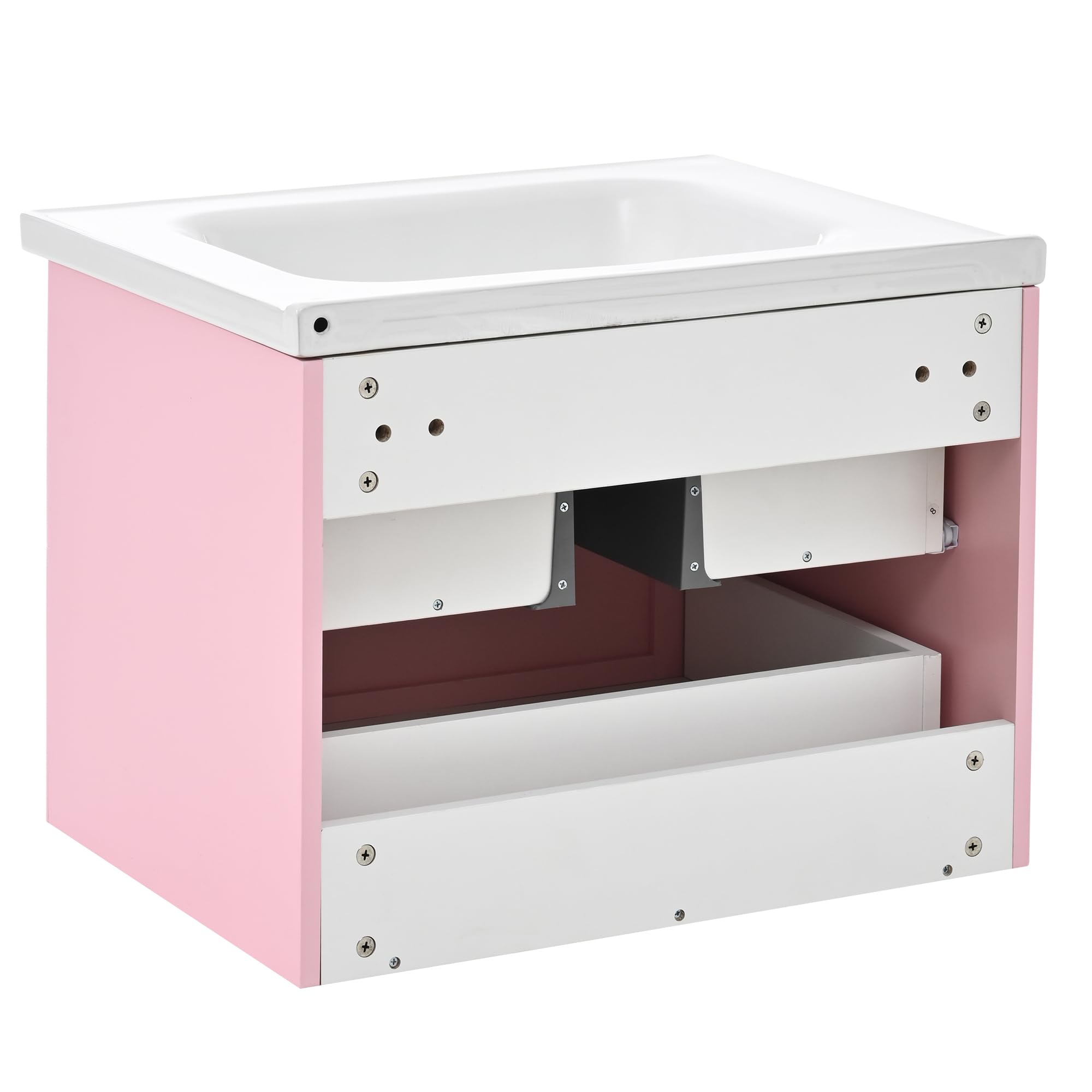 Armario colgante para lavabo individual, color rosa, 50 x 60 cm, con lavabo, doble almacenamiento, MDF resistente a la humedad, ahorra espacio