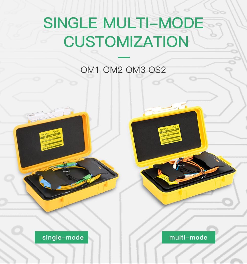 KOMSHINE SC APC to LC APC Extension Cord OTDR FTTH 1KM Fiber Optic OTDR Launch Cable Box G652D SM Cable 9/125um, SingleMode 1310/1550nm Used with OTDR Low Loss