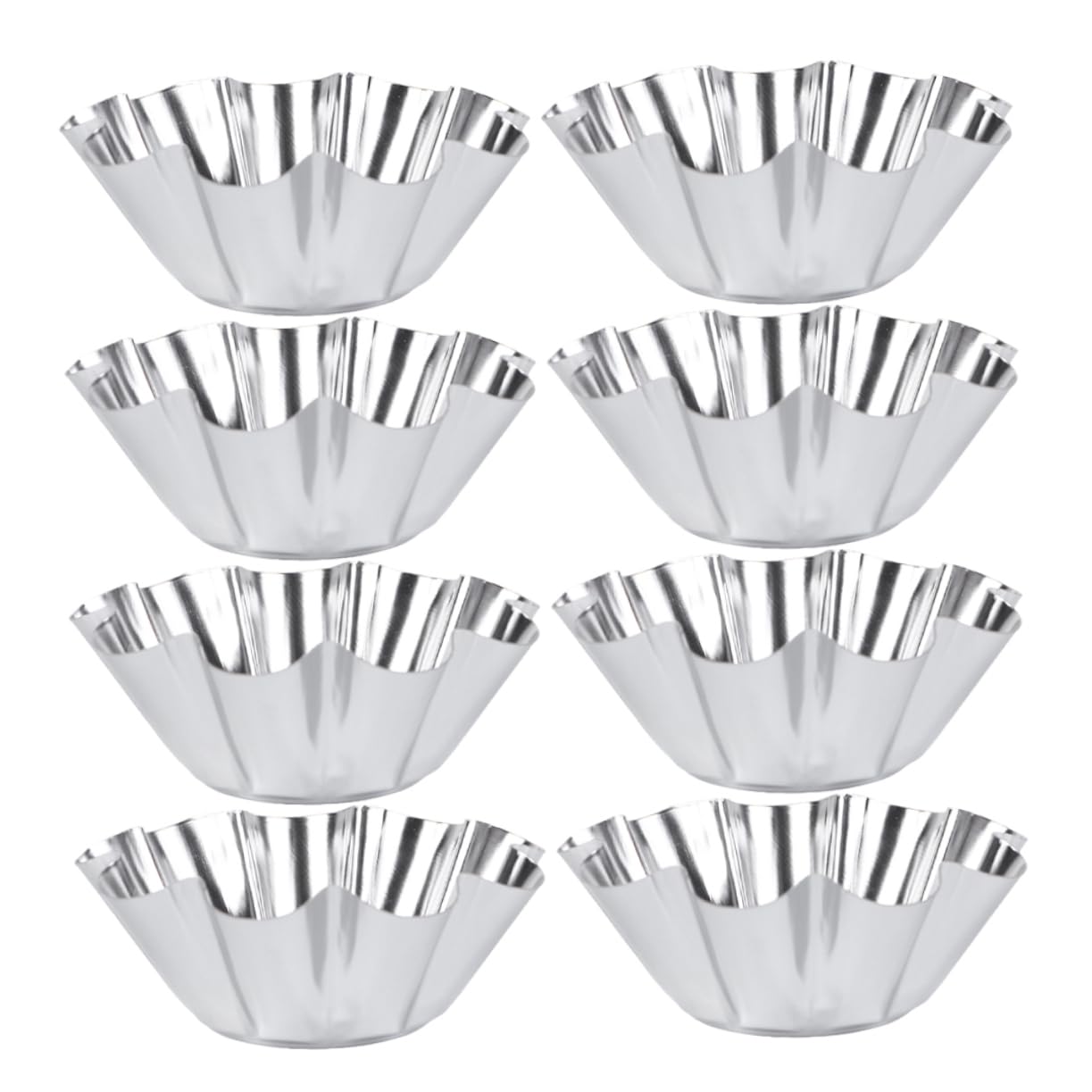 Cabilock 8pcs Flower Shaped Stainless Steel Egg Tart Molds Reusable Baking Cups for Muffins Pudding Cupcakes Nonstick Design for Effortless Release