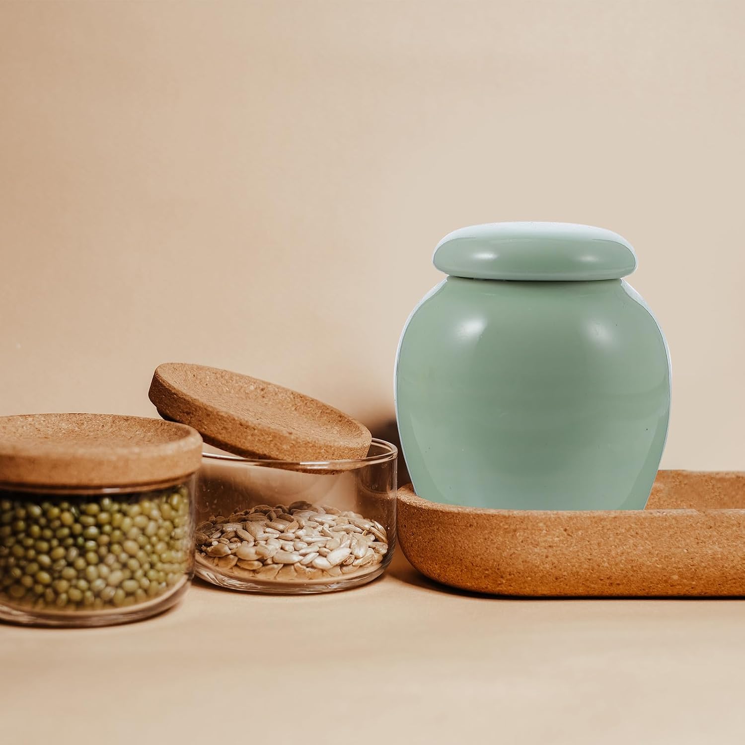 SOLUSTRE Ceramic Pet Urn Set 4pcs Small Ashes Storage Jars with Lid Decent Cinerary Urns for Cat Dog Memorial Keepsake Funeral