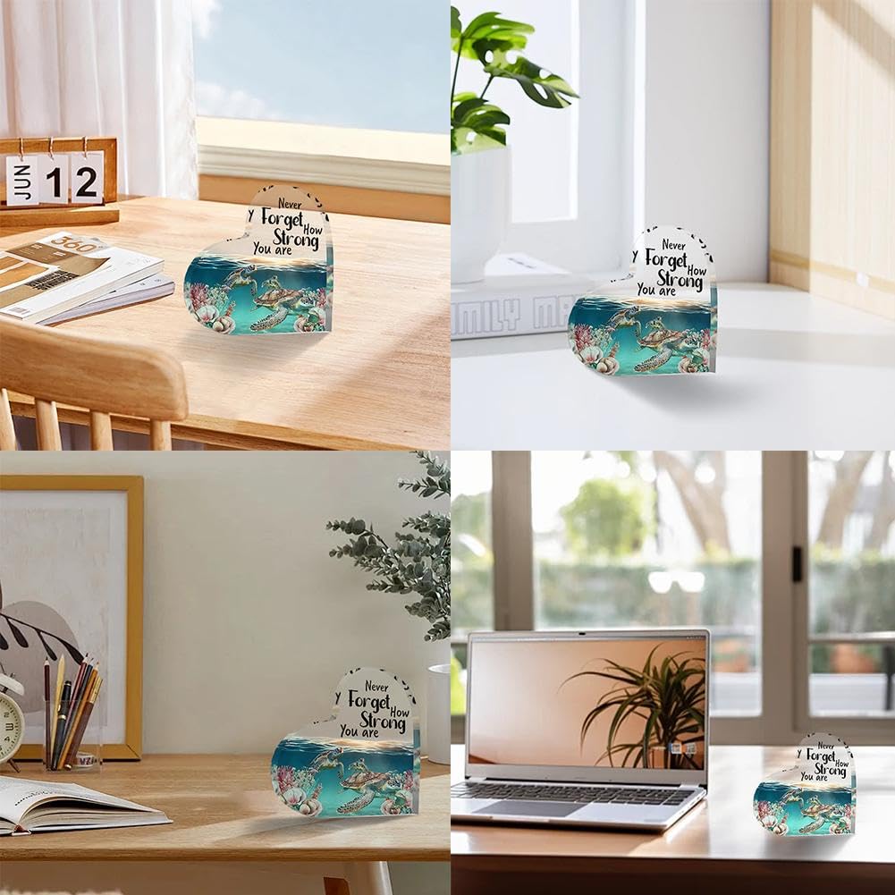 Acrylschild Mit Ozeanschildkröte – 15 Cm, Mit Spruch, Für Schreibtisch & Deko, Christliches Geschenk