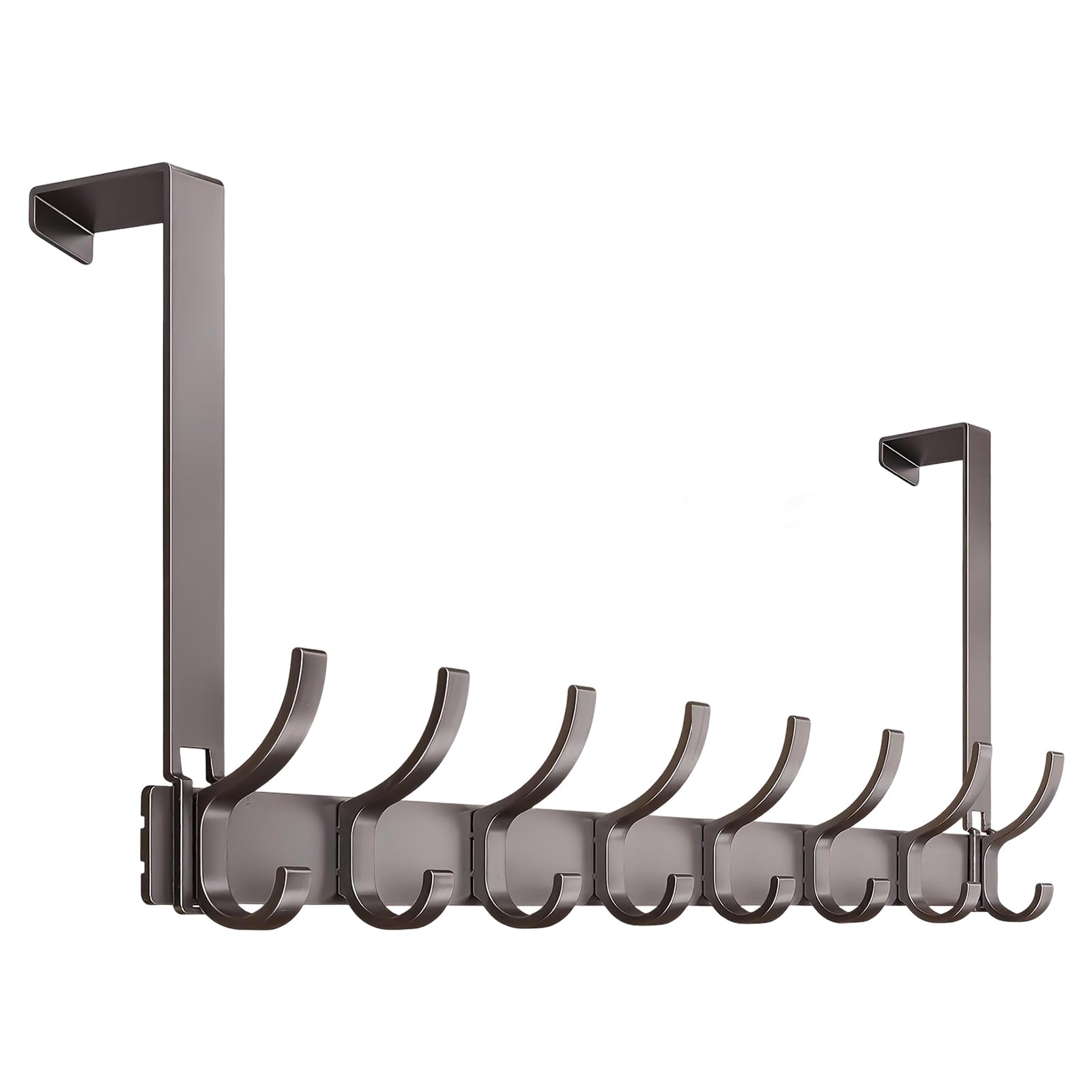 BORDSTRACT Ganchos para puerta, 8 ganchos con brazos 15.75in/40cm aluminio espacial perchero para batas y ropa para baño guirnalda soporte para tabla de planchar diseño delgado elegante y resistente