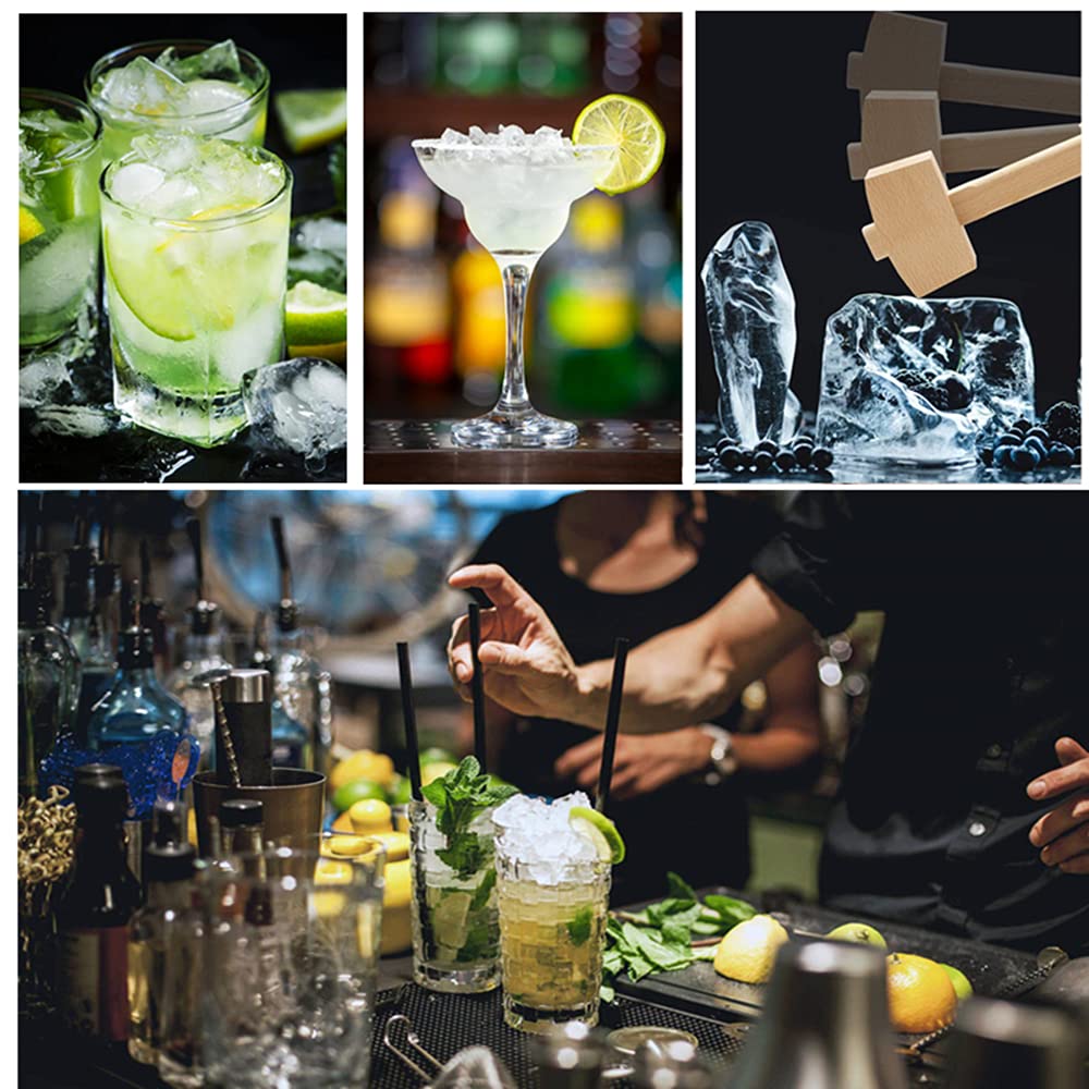 Lewis Bag And Handmatige Ijsbrekerhamer Herbruikbare Crushed Ijstas Van Katoen Met Houten Accessoires Bar Keukenaccessoirekit Voor Crushes Ice Dried Ice 2 Stuks
