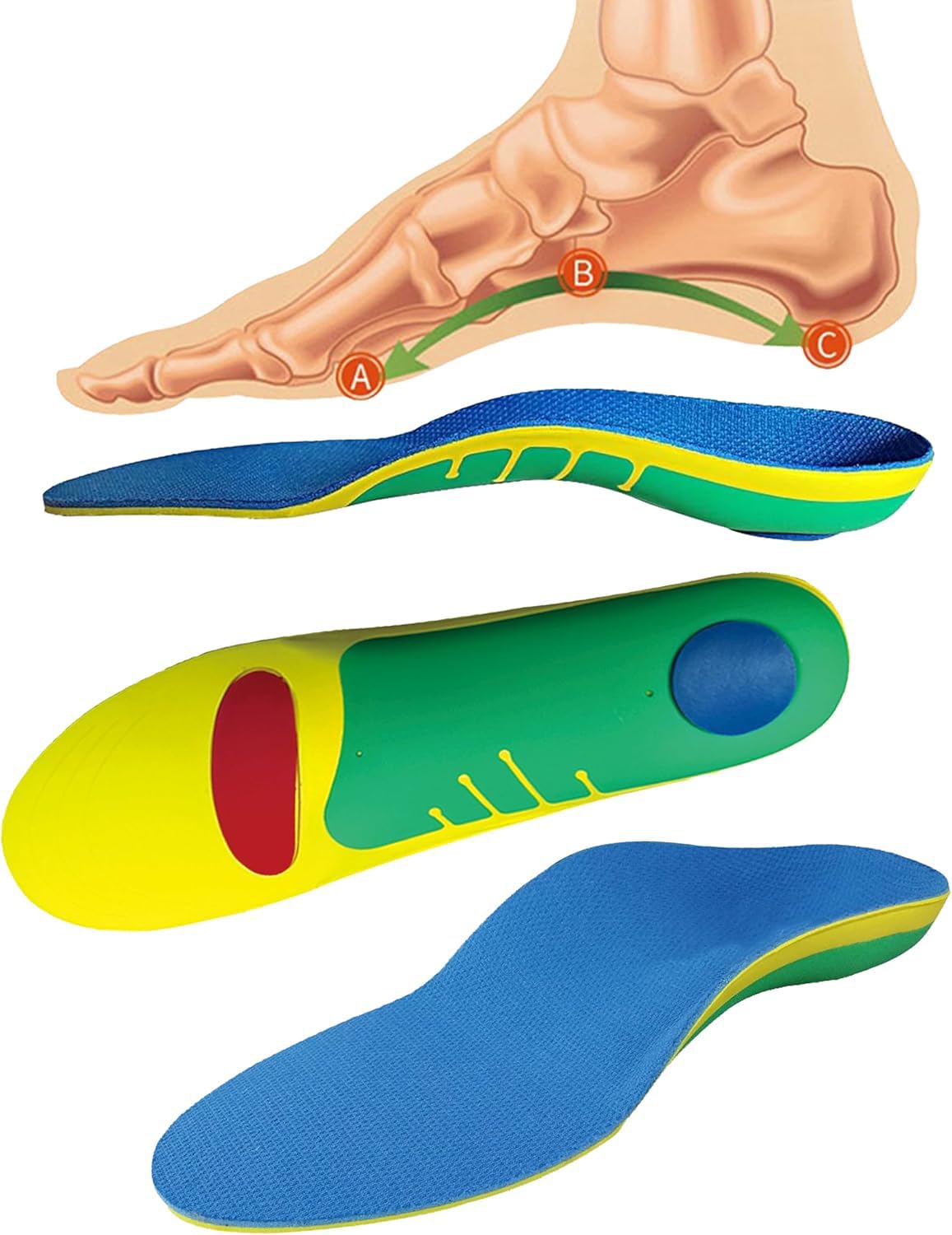 U-HOOME Plantar Fasciitis Feet Insoles,Orthotic Shoes Insole for Flat Feet Arch Support Orthotics Inserts Relieve Flat Feet, High Arch, Foot Pain Mens,Comfortable Shoe Insert for Men Women