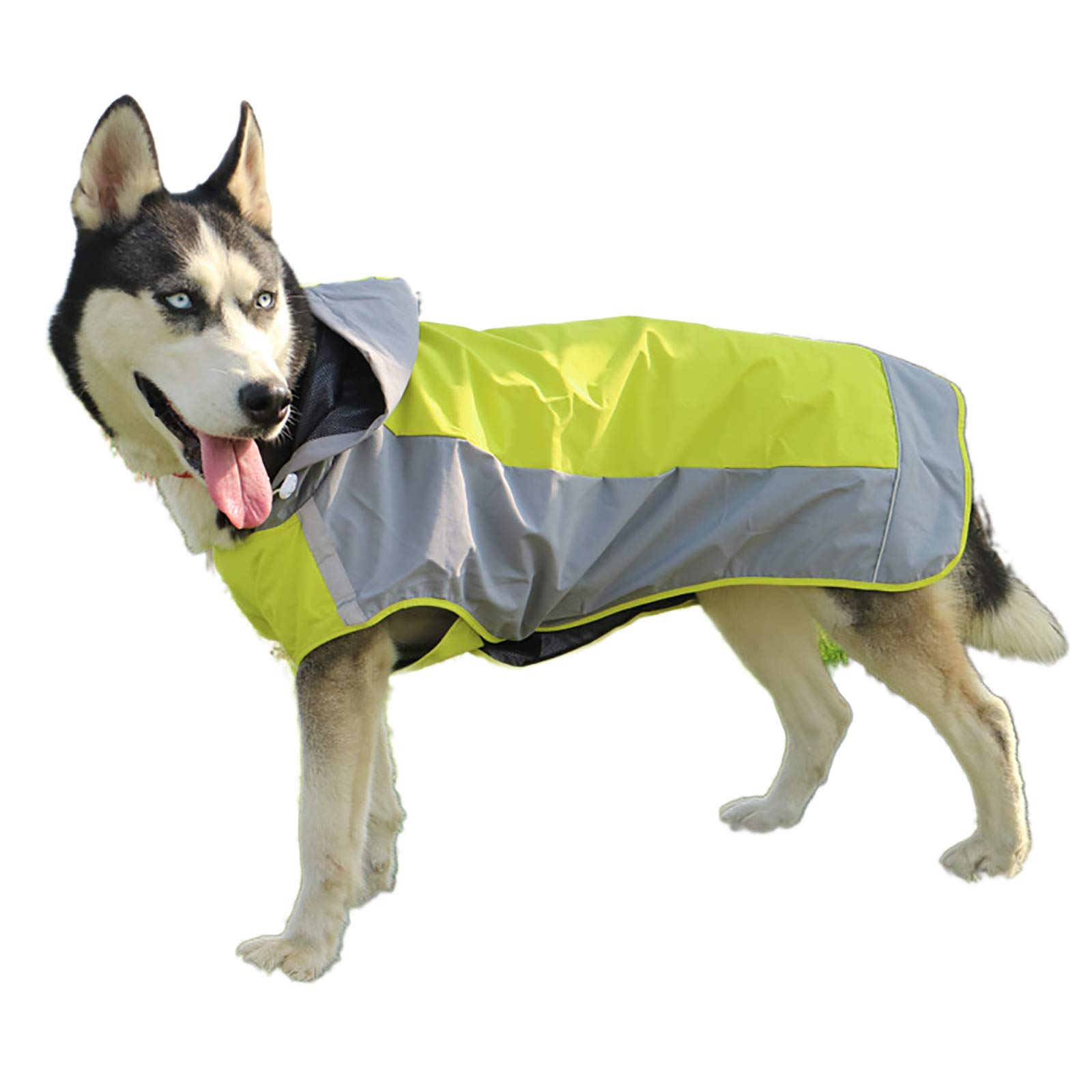 Manteau chaud pour chien de taille moyenne imperméable et rembourré gilet vert avec bandes réfléchissantes