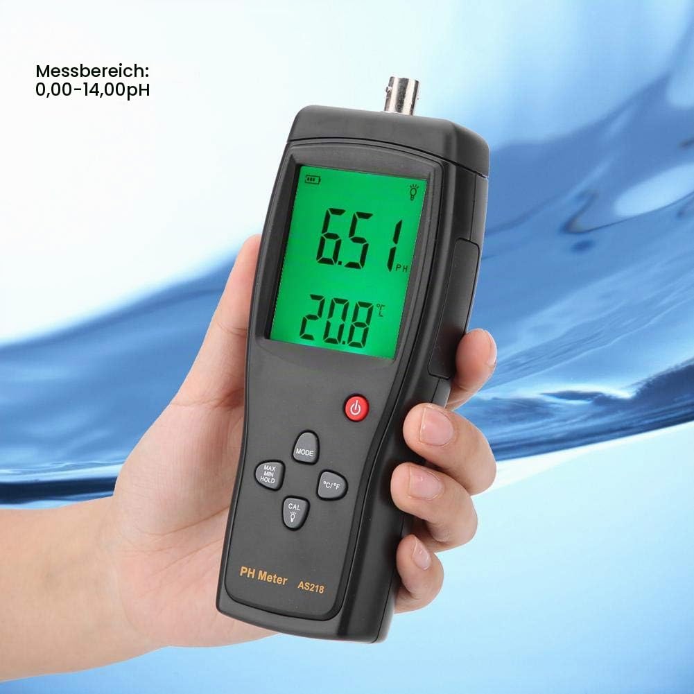 Digitales PH Messgerät Walfront Smart Sensor AS218 Digitales PH Meter Qualitätswassertest 0, 00~14, 00 Feuchtemessgerät mit Aufbewahrungsbox und Sonde