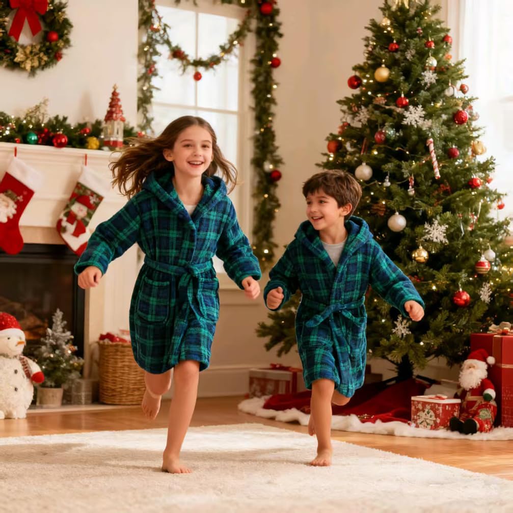 Boys Fleece Robe Hooded Toddler Soft Bathrobe Pajamas Sleepwear for Kids Girls 2-16 Years - Image 5