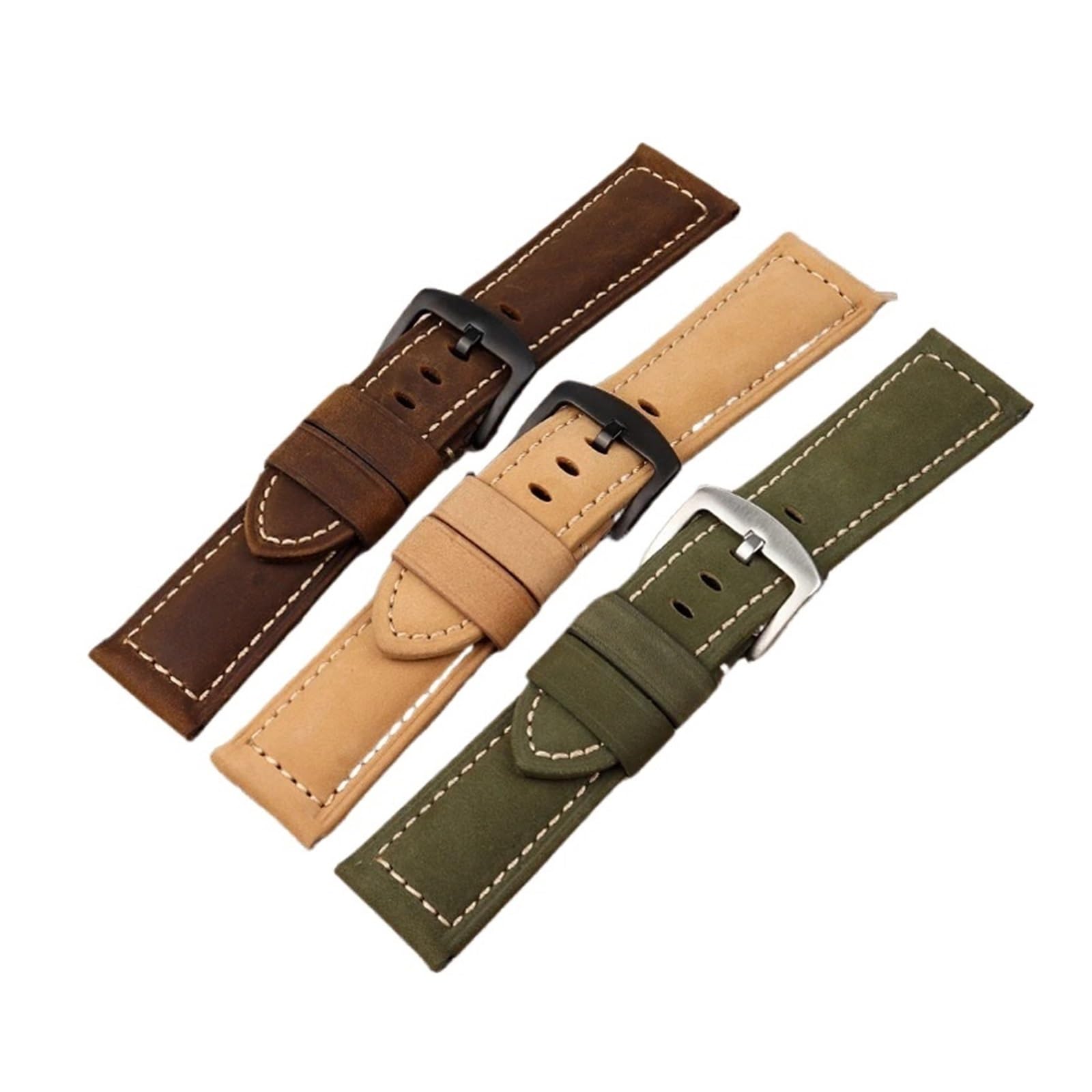 YINGO Handgefertigtes Vintage-Uhrenarmband Aus Crazy Horse-Leder, Oberschicht Rindsleder, 19–24 Mm Breit, Verstellbare Träger For Uhren