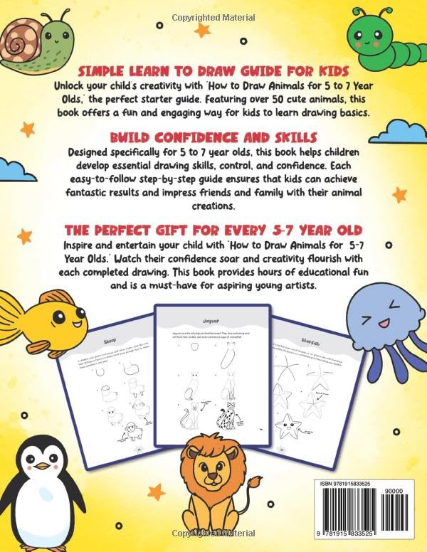 How to Draw Animals for 5-7 Year Olds: Learn to Draw Cute Pets, Farm Animals and Magical Sea Creatures | Book for Kids Ages 5 to 7 (How to Draw Everything for Kids) image 3