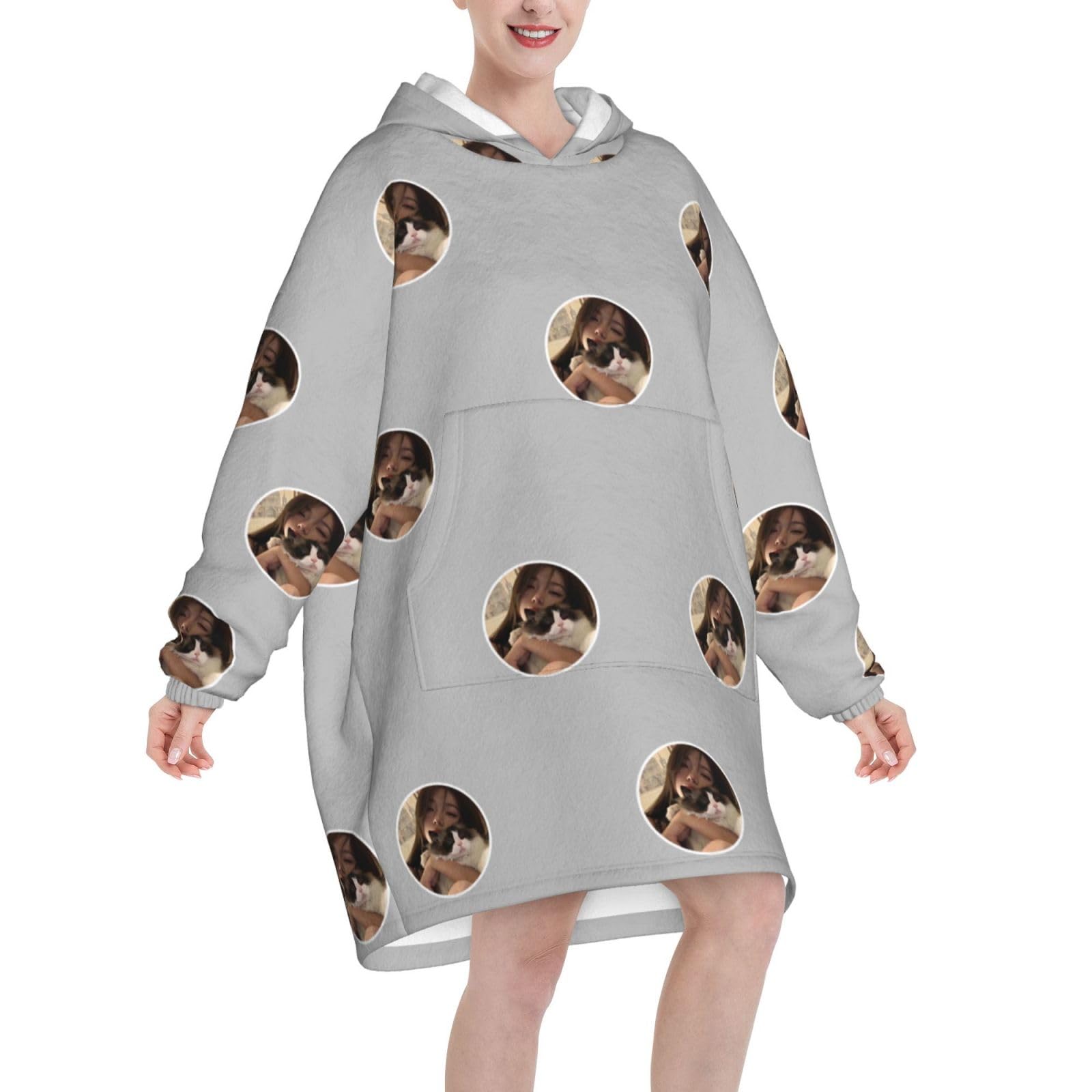RoPox Custom Wearable Blanket Hoodie,Custom Oversized Blanket Hoodie Women Men with Pocket,Personalised Hooded Face Blanket Cozy Sweatshirt,Comfortable Women's Fit Hoodie,Gifts Adults Child - Image 8
