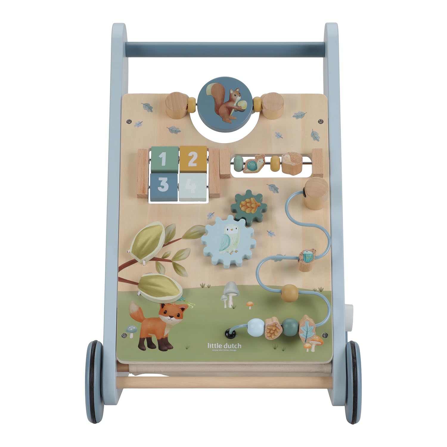 Little Dutch Forest Friends 7232 - Carrito de madera para actividades de madera, color azul