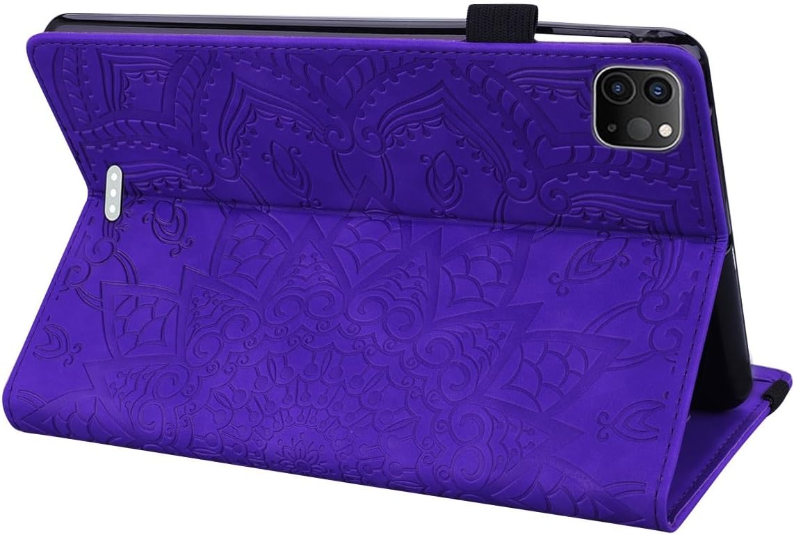 Tablet PC Bags Cases Sleeves Compatible with iPad Pro 11 2024 Slim Lightweight Embossed PU Leather Flip Holder Tablet PC Case Card Slot Tablet Case(Purple)