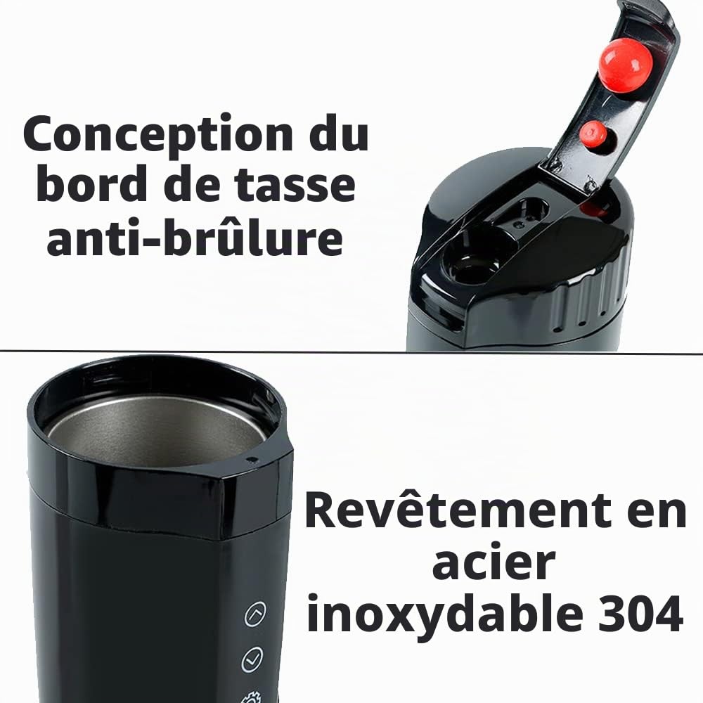 Baceyong Bouilloire de voyage 12 V pour voiture, thermos de voyage électrique portable pour voiture