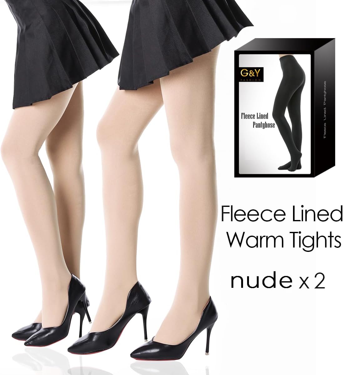 G&Y 2 Pairs Fleece Lined Tights for Women - 100D Opaque Warm Winter Pantyhose - Image 5