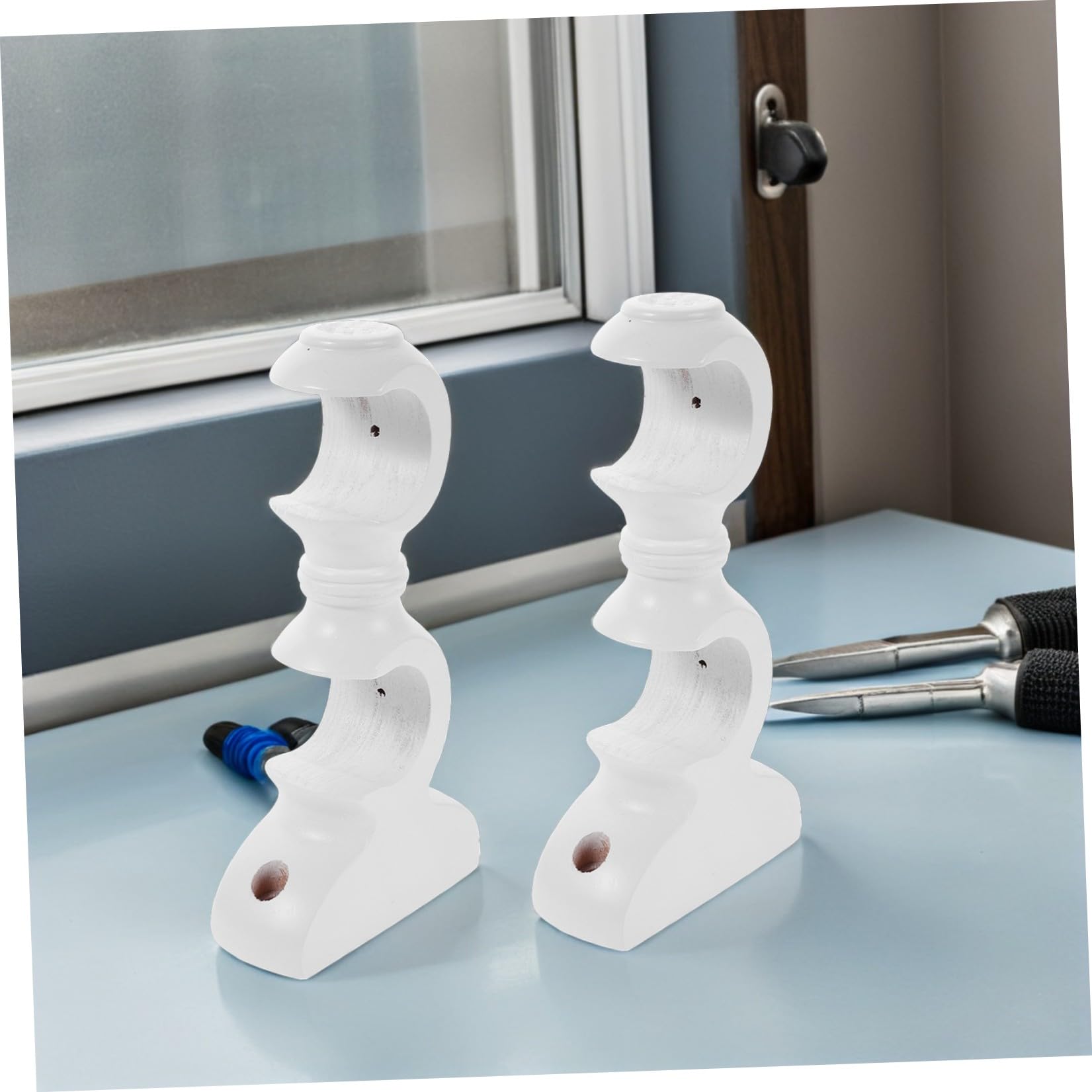 Toyvian 4 Pezzi Supporto in Legno per Bastone Base Doppia con Staffa di Fissaggio Resistente per Tende Romane Accessorio per Arredamento Casa