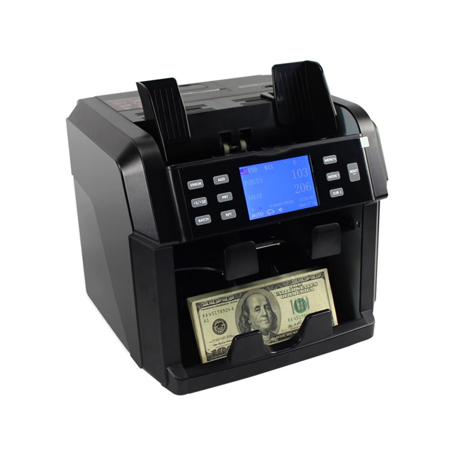 Macchina Conta Banconote, Numero di serie di moneta con banco di denaro Lettura a valore misto Sorter con banco denominazione Streccione di denaro falso con stampante incorporato con LCD Schermo
