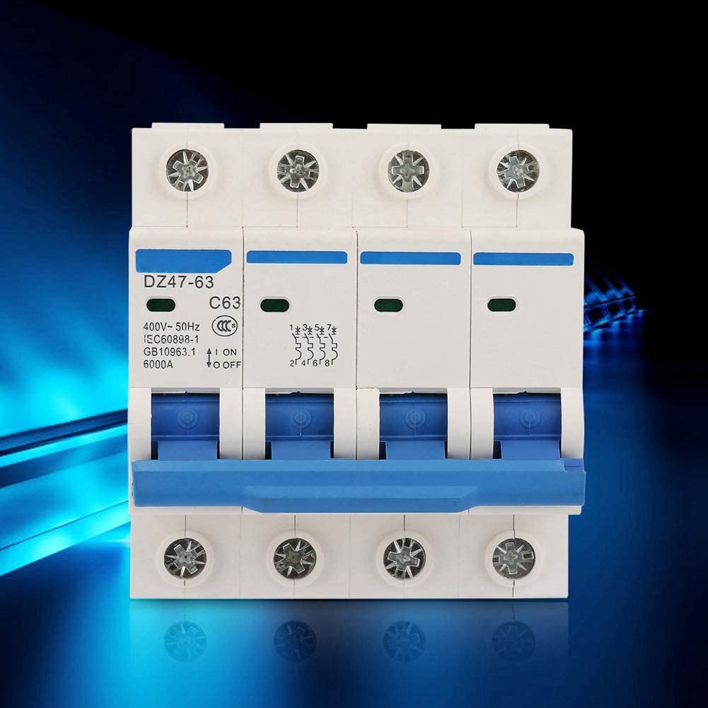 400V DZ47-63 Disjoncteur 4P 63A 6KA Disjoncteur Miniature à Courant Surcharge Court-Circuit Protection pour Lignes de Distribution D'éclairage Résidentiel