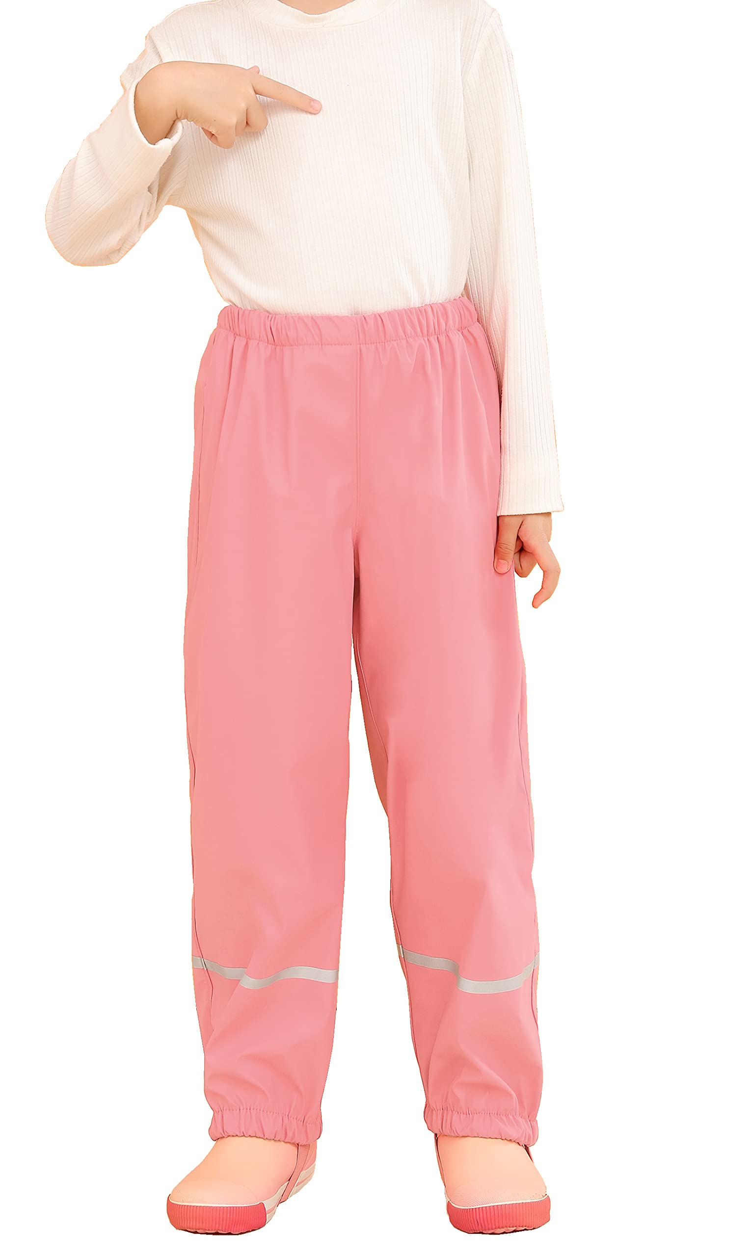 Pantaloni Impermeabili Unisex Bambini e Bambine PU Fodera in Pile Pantaloni Antipioggia Bimba Bimbo Pantaloni Abbigliamento di Fango