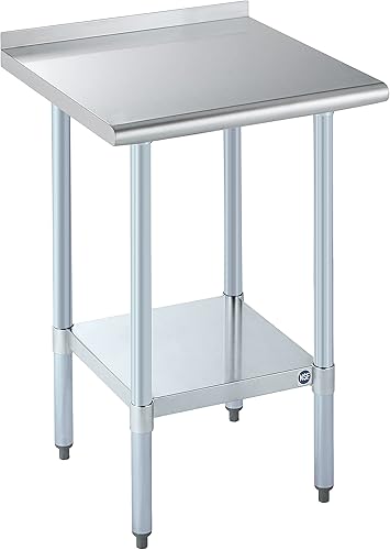 Vista 147 de Rockpoint - Mesa de acero inoxidable para preparación y trabajo con protector contra salpicaduras, 24 x 36 pulgadas; para cocina comercial, metal