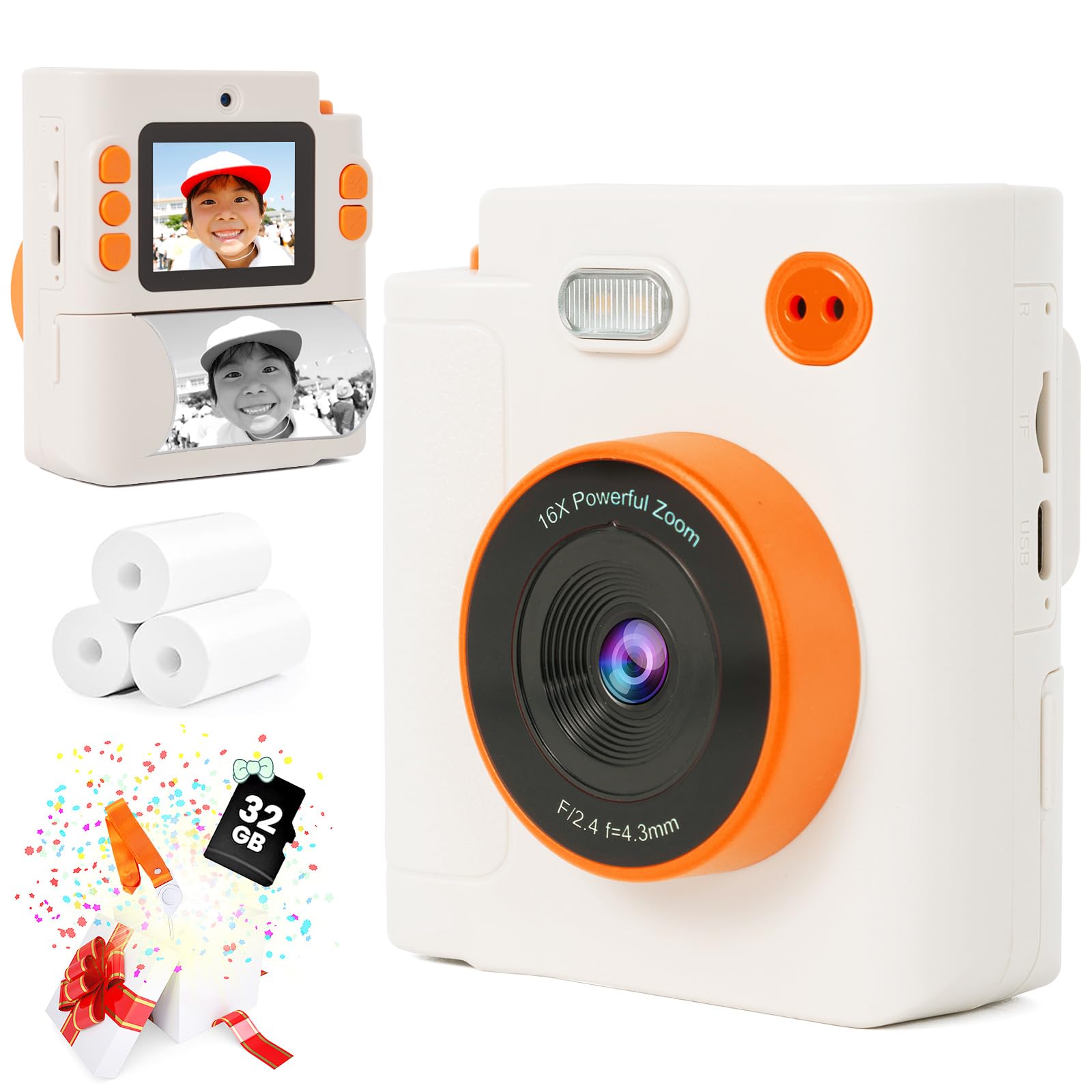 子供のHDカメラ用子供カメラインスタントプリントカメラサーマルフォト Amazon.co.jp: Pinguma キッズカメラ印刷, 子供用プリントカメラ