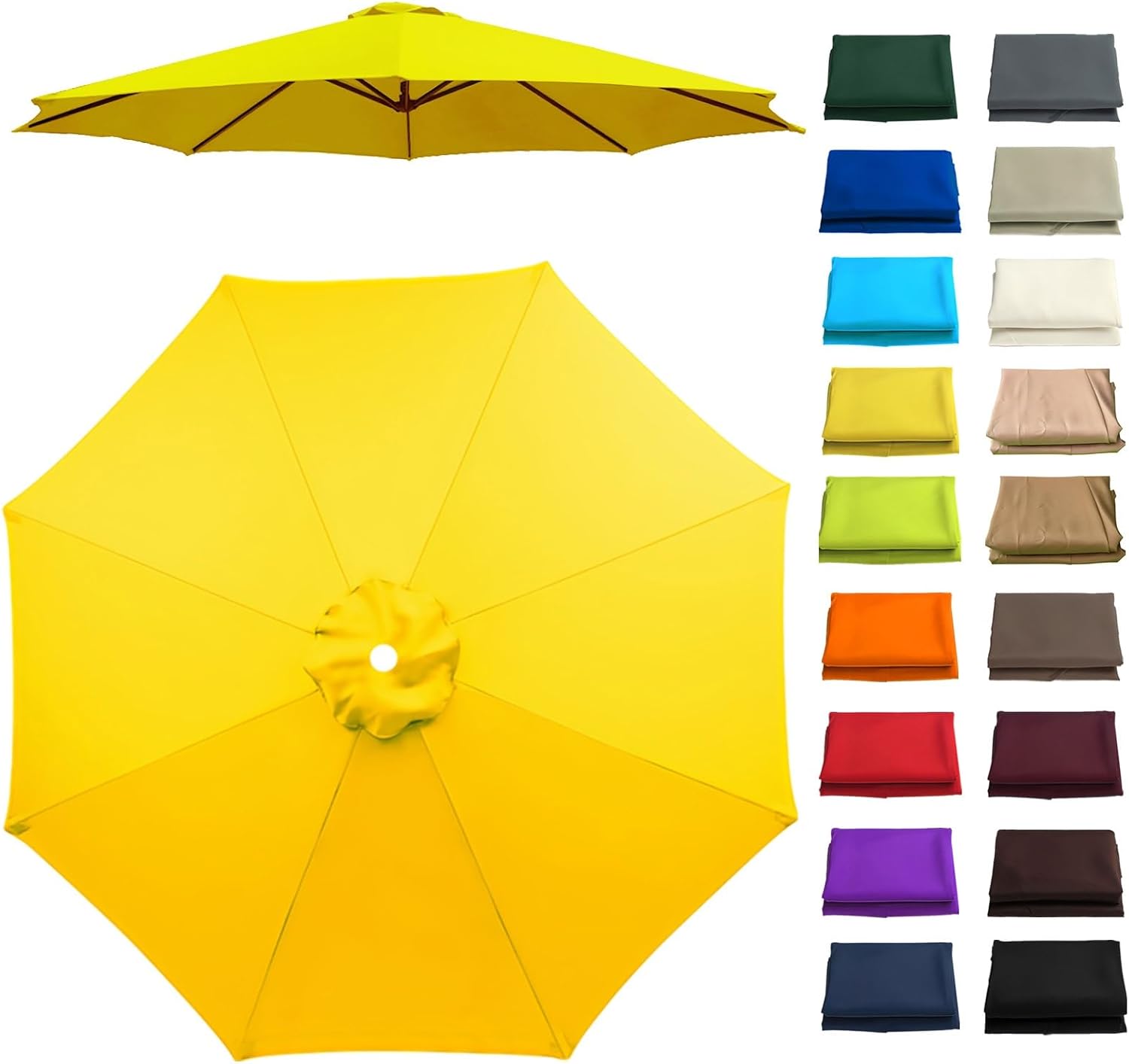 6.6/7.5/8.2/8.9/9.8/11.5Ft Patio Umbrella Replacement Canopy, Umbrella Canopy Replacement, UV Protection Replacement Parasol Fabric Cover, 6/8 Ribs Umbrella Canopy Replacement