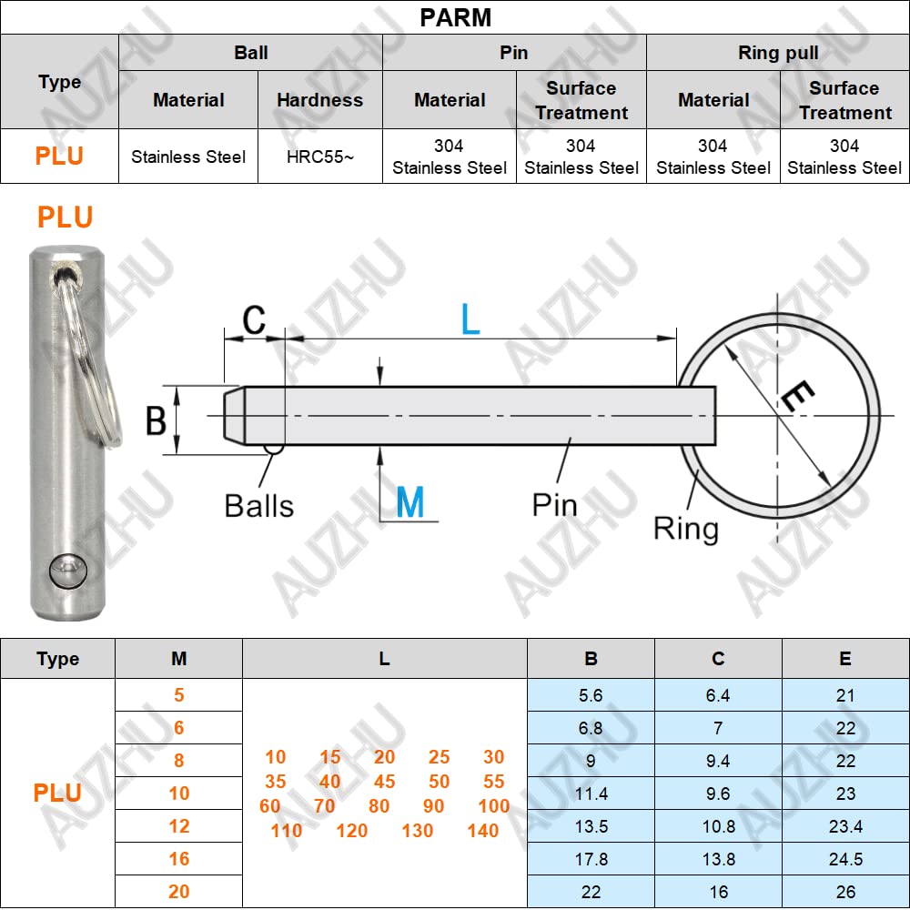 Perni Autobloccanti A Sfere In Acciaio Inox - Perni Di Bloccaggio Rapido M20x120mm - Foto 10