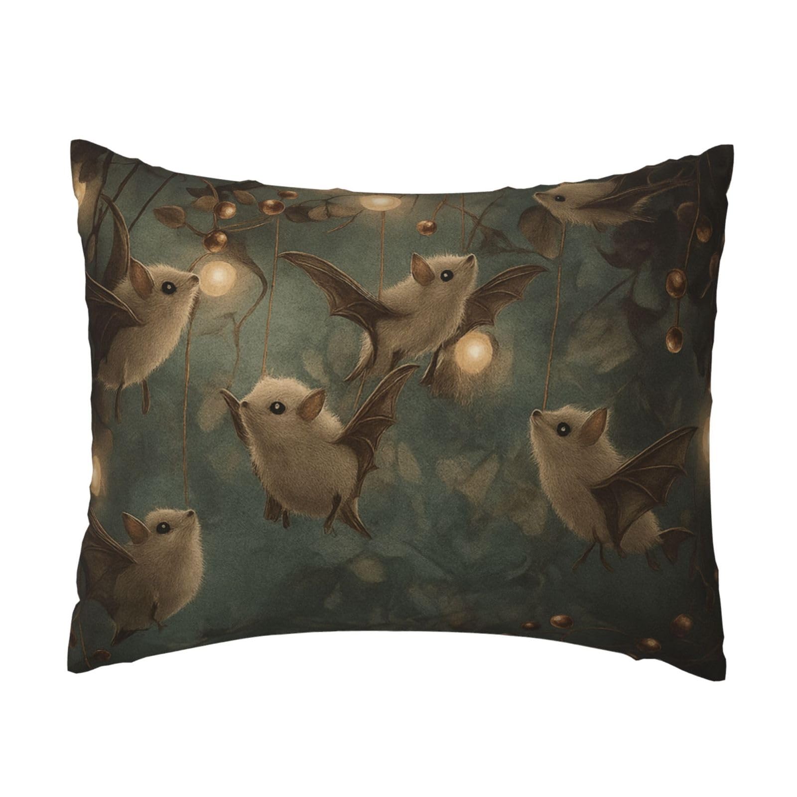CuteBats Pillowcase Soft Plush with Zipper Decorative Pillowcovers 16x20 in