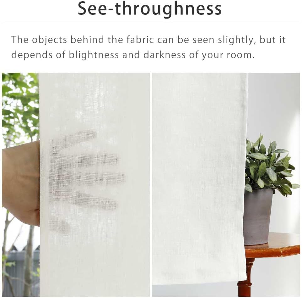 Sunny Day Fabric White Linen 100% Doorway Curtain noren Tapestry (L59 x W33.4)