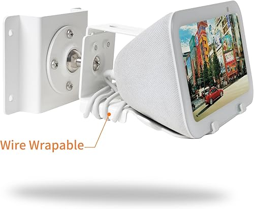 Miniatura 6 de shinar Soporte de pared de metal solo para Echo Show 5 (3.ª generación), gira hasta 360° / inclinación -70° / +70°, soporte de montaje compatible