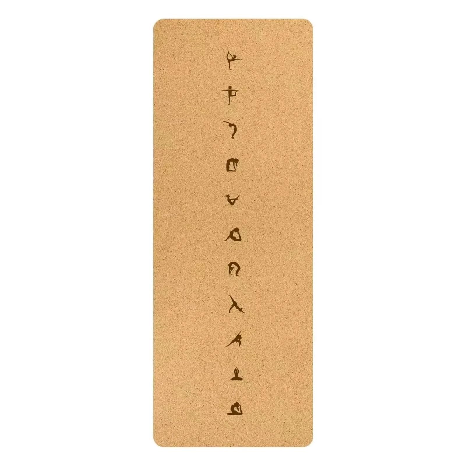 Esterilla Yoga Estera de yoga corcho TPE con línea posición, almohadilla antideslizante, ejercicio, tamaño 183 cm x 68