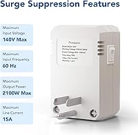 Vista 3 de BSEED Protector de sobretensiones de una sola salida, pequeño protector de sobretensiones con indicador de luz protegida para refrigeradores, PC