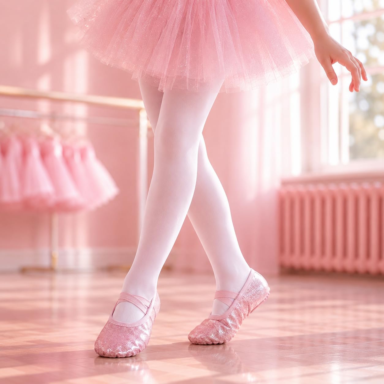 Scarpette da Danza Classica per Bambina e Ragazza, Scarpe da Balletto Glitter con Suola Spezzata, Pantofole da Ginnastica Ritmica per Lezioni, Saggi e Spettacoli