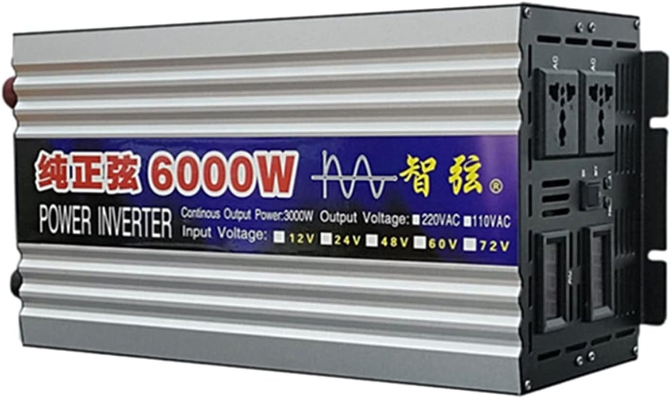 8000W 6000W 5000W Pure Sine Wave Inverter DC 12V 24V to AC 220V 50Hz 60Hz Voltage Converter Big Power Dual Output Solar Inverter(6000W,12V60HZ-220-240V)