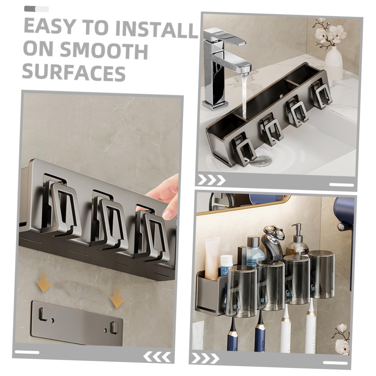 Ciieeo Portacepillos De Dientes Metálico Sin Perforaciones Estante De Pared para Cepillos Soporte para Ducha y Baño