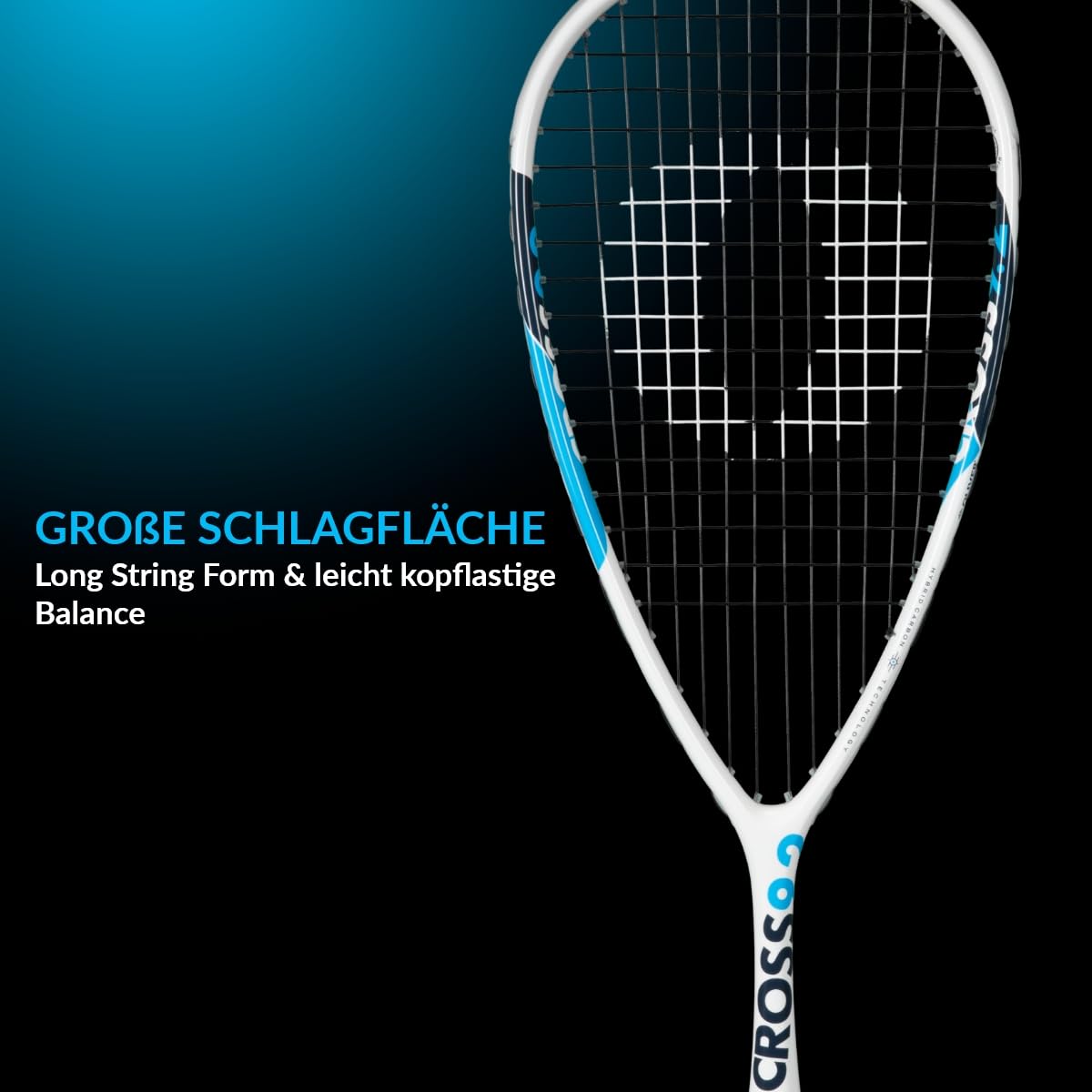 Oliver Cross 9.2 Squashschläger - Graphite/Composite - kopflastige Balance - leichtes Gewicht - für Anfänger & Freizeitspieler
