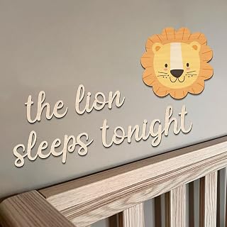 The Lion Sleeps Tonight Nursery Wooden Sign, Nursery Lion Cute Wood Sign, Nursery Kids Babys Room Home Bedroom Decor Sign, Wooden Wall Sign Gifts a6