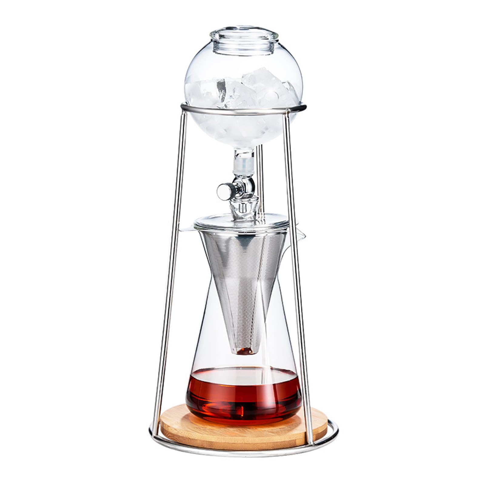 Macchina per caffè Freddo a Goccia Lenta, Macchina per tè Freddo a Estrazione Sigillata, capacità da 2 a 4 Tazze, velocità di Estrazione Regolabile, con Filtro in Acciaio Inox, per Casa/Feste