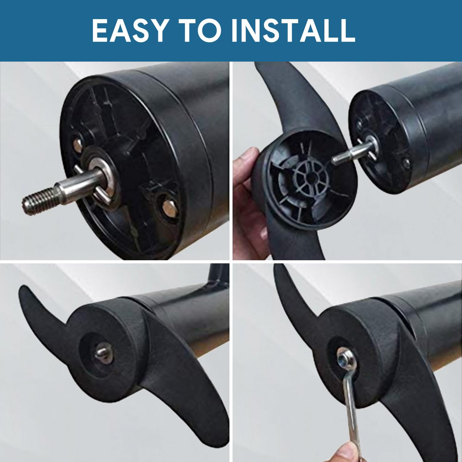 10in 2-Blade Marine Propeller Kit Plastic Outboard Propeller Boat Engine Propeller Electric Thruster Trolling Motor Parts for 50lb/60lb/68lb/88lb Outboard,for 12V/24V Motor